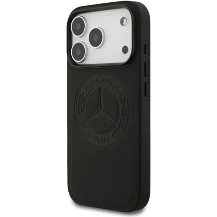 CG MOBILE Mercedes Leder Vintage Logo Schutzhülle kompatibel mit MagSafe für iPhone 17 Pro, Echtleder, Schwarz – Bild 2