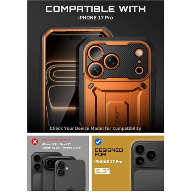 i-Blason GA843439159723, Smartphone Hülle für Apple iPhone 17 Pro, Orange, mit integrierter Standfunktion und robustem Schutz – Bild 2