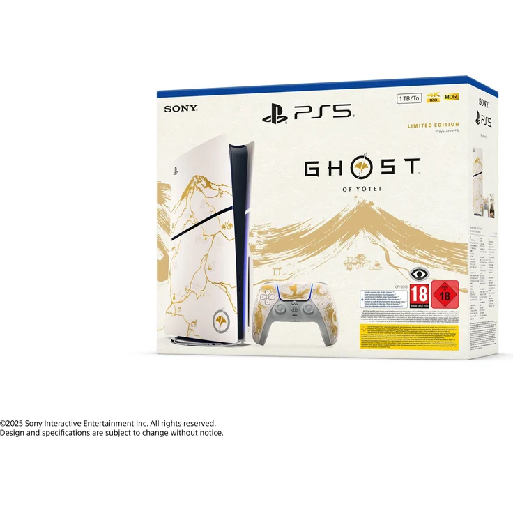 Sony PS5 Slim Ghost of Yotei, Spielkonsole mit blitzschnellem SSD-Laufwerk, 3D-Audio und DualSense-Controller