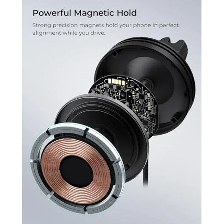 iOttie Velox Mini Qi2, Smartphone Halterung mit starkem Magnet und 15W kabellosem Laden, schwarz – Bild 3