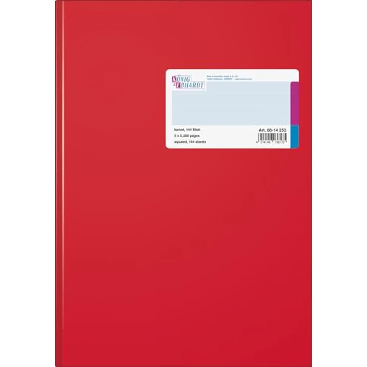 König & Ebhardt Notizbuch Geschäftsbuch A4, kariert, 144 Blatt, rot