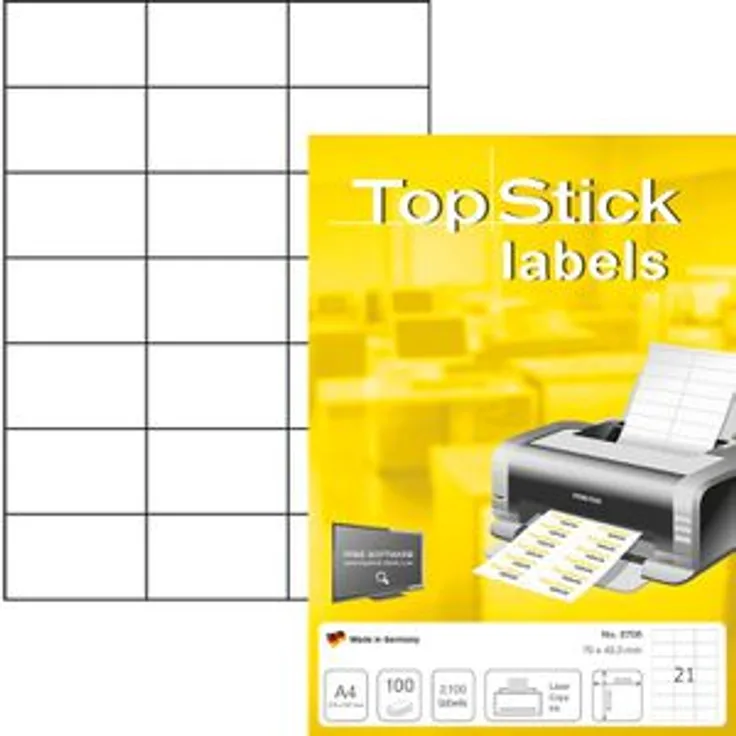 Etiketten A4 70 x 42,3mm für Drucker 100 Blatt