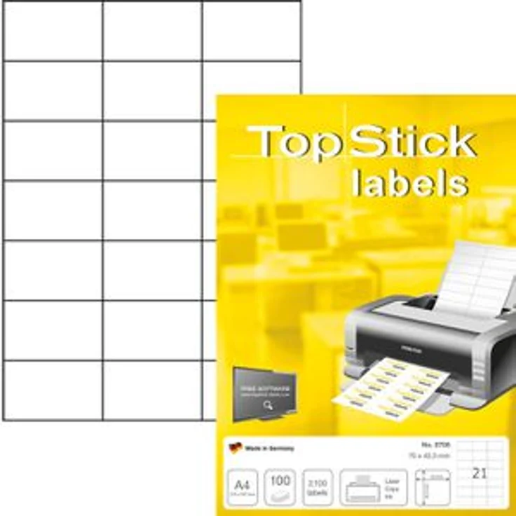 Etiketten A4 70 x 42,3mm für Drucker 100 Blatt