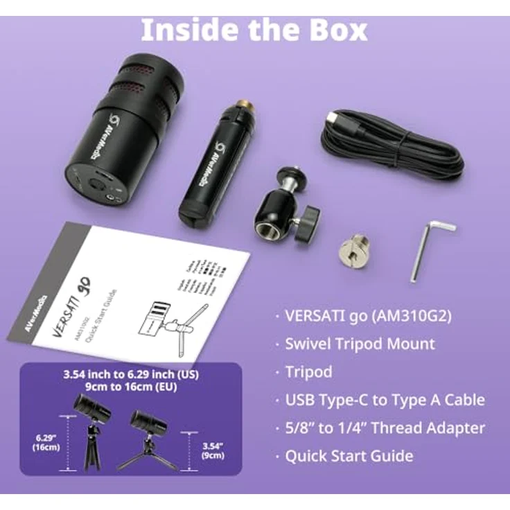 AVerMedia AM310G2 USB Mikrofon, hochwertiges Kondensator-Mikrofon für klare Sprachaufnahme – Bild 9