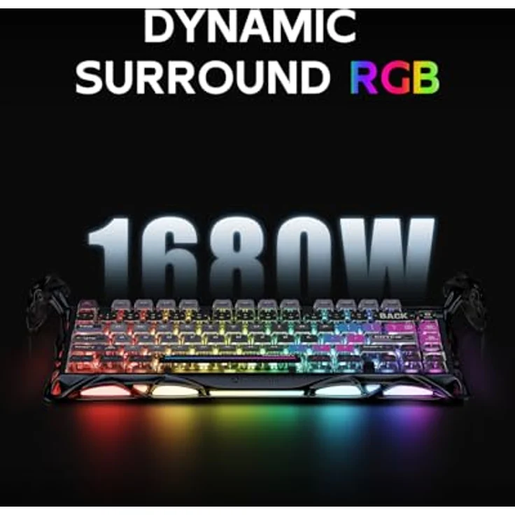 GravaStar Mercury K1 Pro Gaming Tastatur, Kabellos, 75% Gasket Hot-Swap, RGB-Beleuchtung, Bluetooth 5.0/2.4G/USB-C, QWERTY (Galaxie Schwarz) – Bild 5