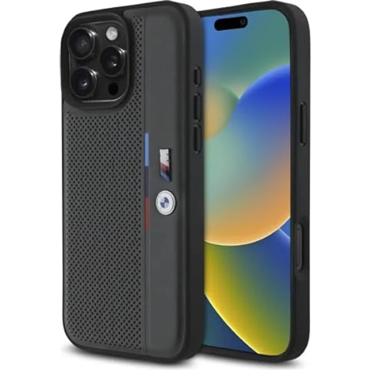 CG MOBILE M Perforated Tricolor Detail Line Hülle für iPhone 16 Pro 6.3", hartschalen case aus Kunstleder/PC/TPU, anthrazit – Bild 1