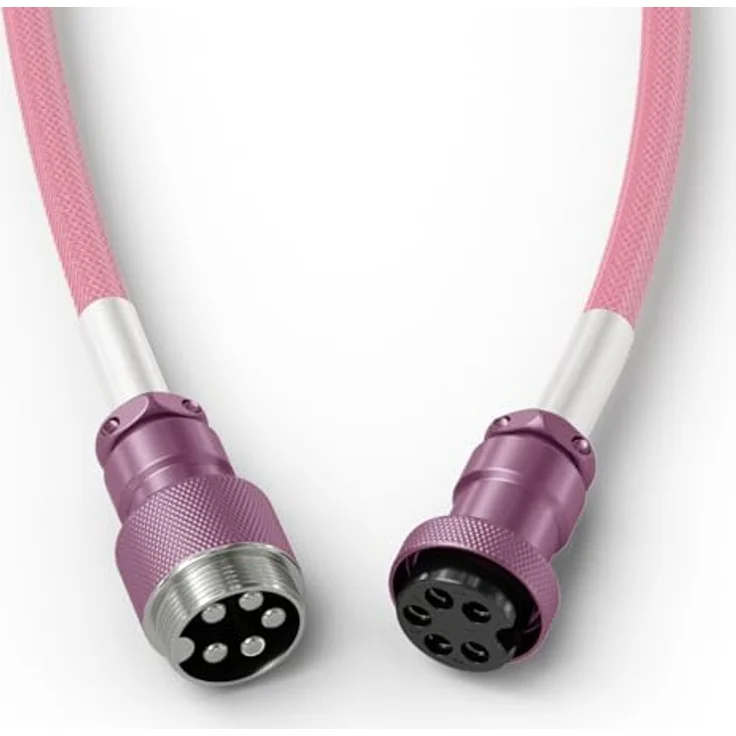 Glorious Gaming Premium Coiled Keyboard Cable - Vergoldetes USB-A auf USB-C, doppelt geflochtene Ummantelung, 5-poliger Aviator-Stecker - Pixel Pink – Bild 5