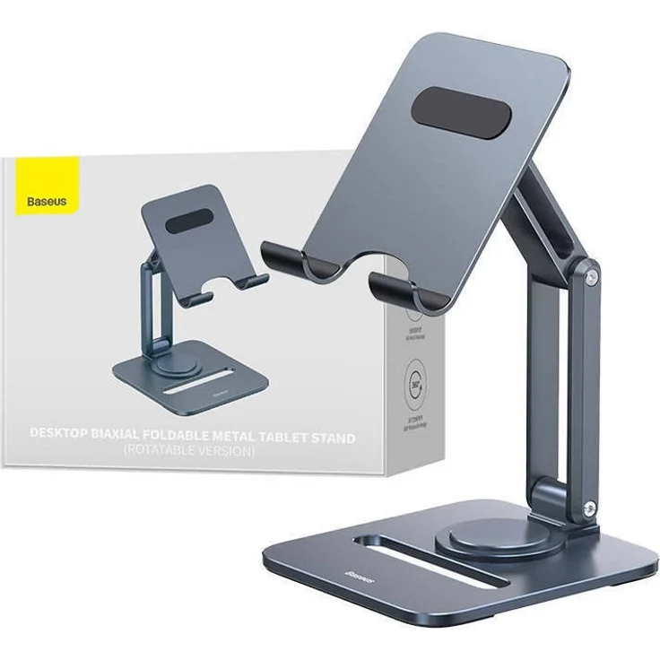 Baseus Desktop Biaxial Foldable Metal Stand (for Tablets) Space Grey, Tablet Halterung, Grau, 360° Drehung, 22 cm Höhenverstellung, Aluminiumlegierung