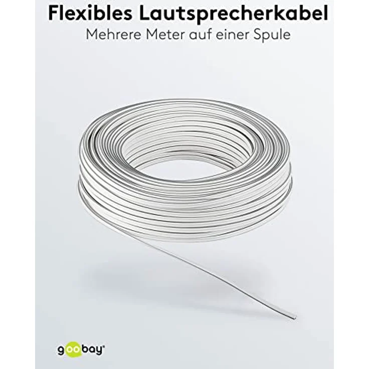 Goobay 67745 Lautsprecherkabel 2x0,75mm² CCA Litze / Boxenkabel Audio Kabel Meterware / Speaker Cable Litzenkabel Audiokabel / Subwoofer Kabel / Weiß / 25m – Bild 4