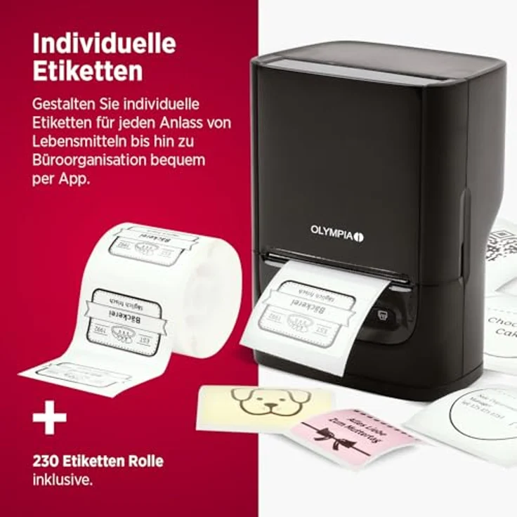 Olympia Label printer PM220, tragbarer Etikettendrucker mit verstellbarer Etikettenbreite, schwarz – Bild 4