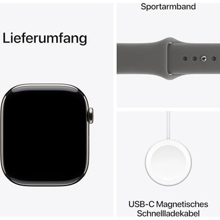 Apple Watch Series 11 Cellular, 46 mm, Titangehäuse Natur, Sportarmband Grau - M/L – Bild 6