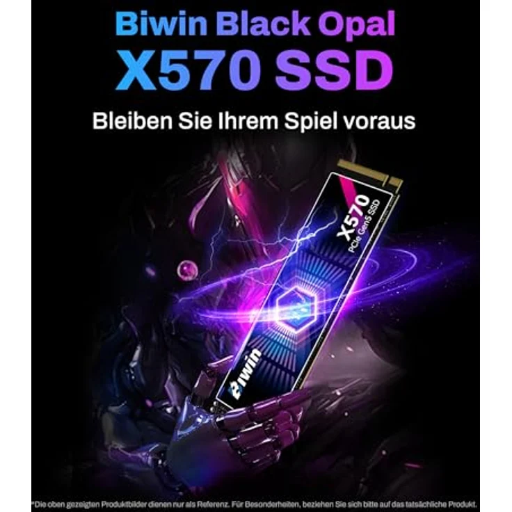 BIWIN Black Opal X570 Gen5 Gaming SSD 1TB - M.2 2280 NVMe PCIe 5.0, bis zu 14000 MB/s Lesen, 3D TLC NAND, DRAM-loses Design, 5 Jahre Garantie – Bild 2