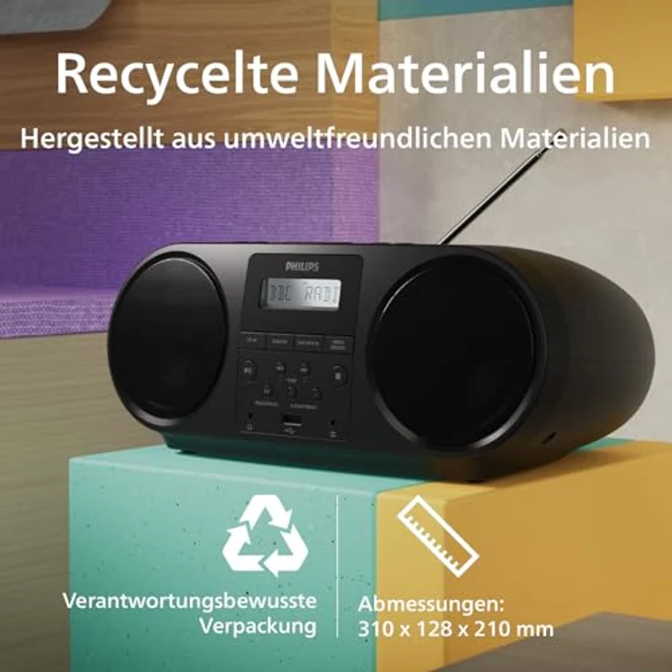Philips Z6000 Radiorekorder mit CD-Spieler, DAB+/UKW-Radio, Bluetooth 5.4, 2 integrierte Lautsprecher, schwarz – Bild 4