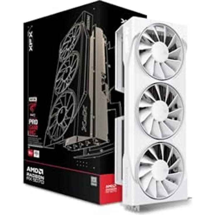 XFX Swift AMD Radeon RX 9070 OC White Triple Fan Gaming Edition Grafikkarte mit 16 GB GDDR6 HDMI 3xDP, AMD RDNA™ 4
