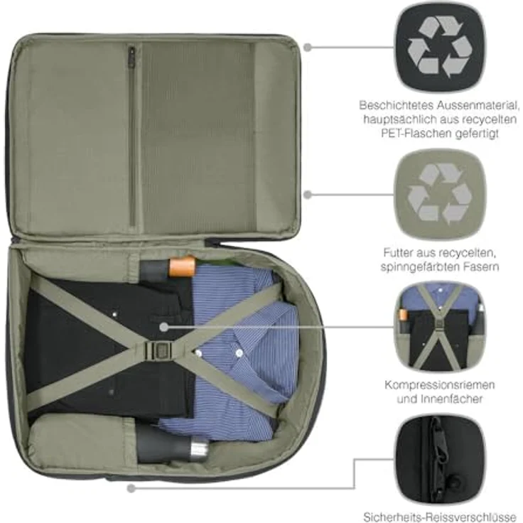 Wenger UrbanOne Travel Backpack, Rucksack für Notebook bis 39,6 cm (15,6"), schwarz, wasserabweisend aus recyceltem Material – Bild 4