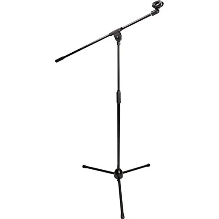 RockJam RJMS100 Boom Microphone Stand with Microphone Clip Black
