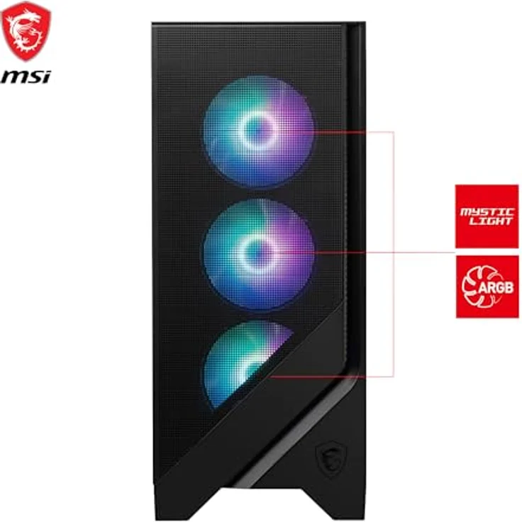 MSI MAG FORGE 321R AIRFLOW, Midi-Tower PC-Gehäuse mit gehärtetem Glasfenster, optimiert für Airflow, schwarz – Bild 2