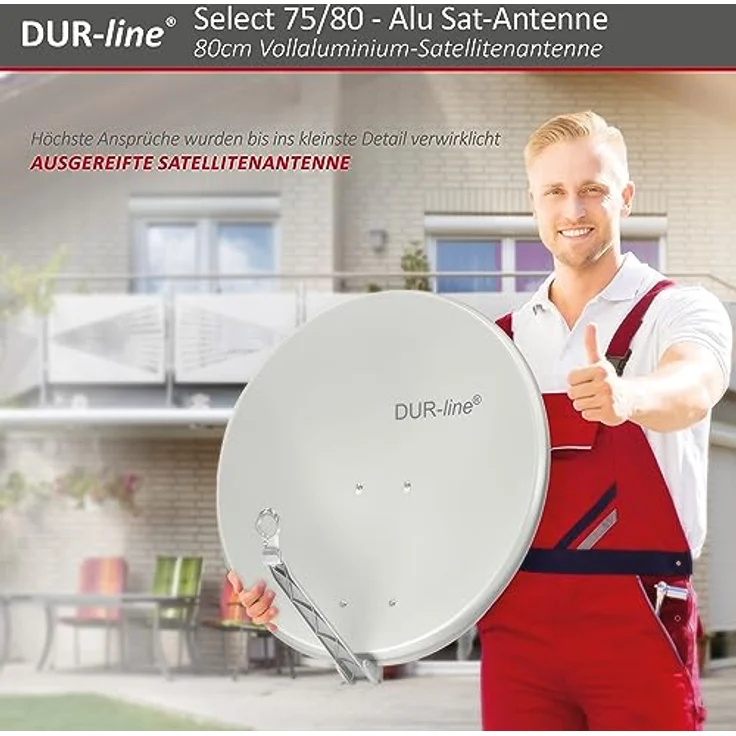 DUR-line Select 75/80cm Hellgrau Satelliten-Schüssel - 3 x Test + Sehr gut + Aluminium Sat-Spiegel – Bild 9