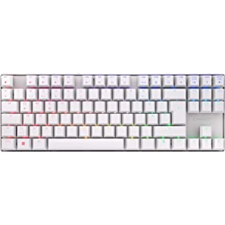 CHERRY MX 8.2 TKL Wireless, kabellose mechanische Gaming-Tastatur ohne Nummernblock, Deutsches Layout (QWERTZ), RGB-Beleuchtung, inkl. Metallkoffer für Transport, MX RED Switches, weiß