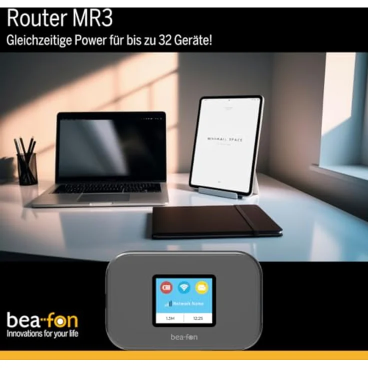beafon MR3 Router, 4G LTE, CAT 6, Secure WiFi, 1,77" Farbdisplay, WPS Taste, Nano SIM, Mikro SD Slot bis 32GB – Bild 2