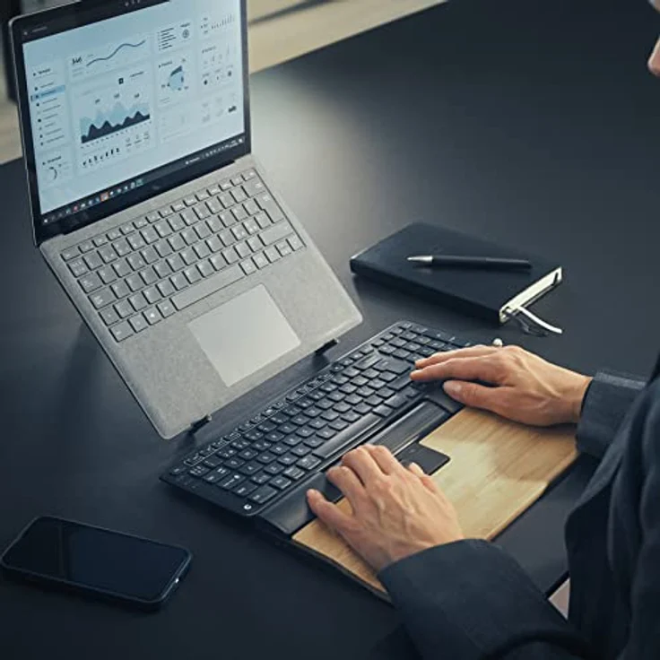 Contour Balance Keyboard | Tastatur kabellos mit USB Dongle| QWERTZ Layout | Super Flache Funktastatur | Nummernblock + Mediatasten | Für Zuhause und Arbeit | Für Windows und Mac – Bild 3