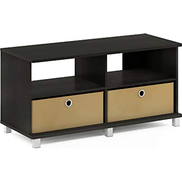 Furinno Andrey Entertainment Center mit Schubladen, Kompositholz, Vliesbehälter, Espresso/Braun, 39.62 x 39.62 x 48.26 cm