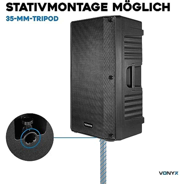 Vonyx VSA15BT Bi-verstärkter Aktiv-Lautsprecher 15-'-' 1000W BT-MP3 – Bild 8