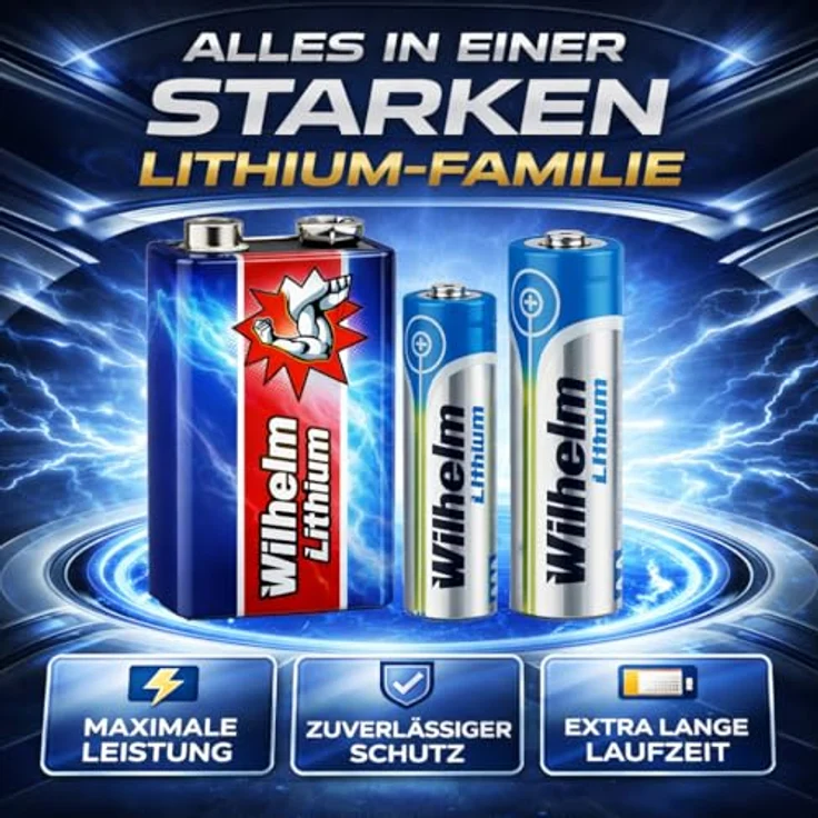 2 x Wilhelm Lithium 9V Block Batterie Rauchmelder 6LR61 9 Volt Batterien – Bild 8
