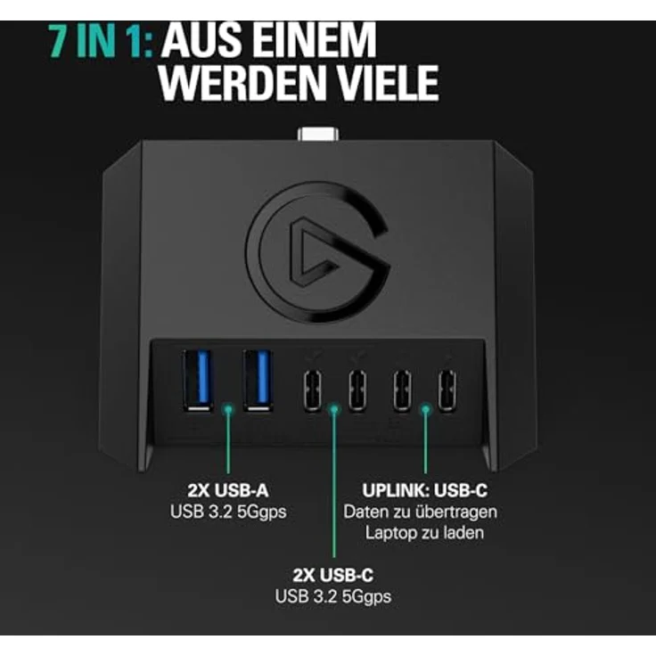 Elgato USB Hub – Für Stream Deck +, 2 USB-C-Anschlüsse/2 USB-A-Anschlüsse, Stromversorgung, SD-/microSD-Kartenleser – USB-C, Mac/PC (Silber) – Bild 4