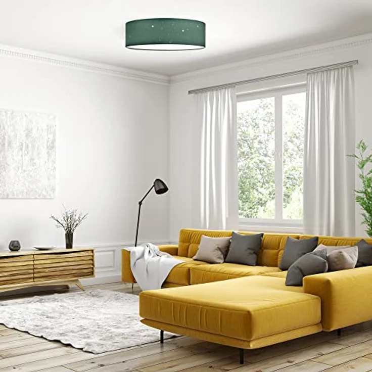 Navaris LED Deckenleuchte 40cm Dunkelgrün - Dimmbar, Farbtemperaturwechsel, Fernbedienung, 22W - Sternenhimmel Effekt für Wohnzimmer, Schlafzimmer und Kinderzimmer - Preisvergleich – Bild 2