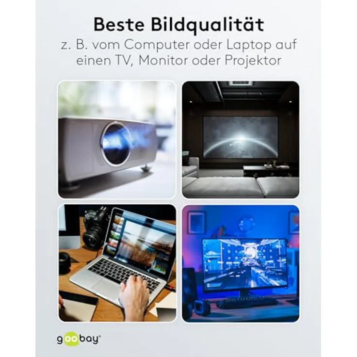 goobay 64835 DisplayPort 1.2 auf HDMI Adapterkabel 1.4 4K@30Hz / Vergoldete Stecker / Ultra High Speed Kabel / Laptop zu TV, PC, Monitor / 1M – Bild 5