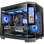 Mars Gaming MC-3TCORELCDM Micro-ATX Gaming-Gehäuse mit 7,2" IPS-Bildschirm, dreifachem gehärtetem Glas, Doppelkammerstruktur, Flüssigkeitskühlungsunterstützung bis 360mm, Schwarz