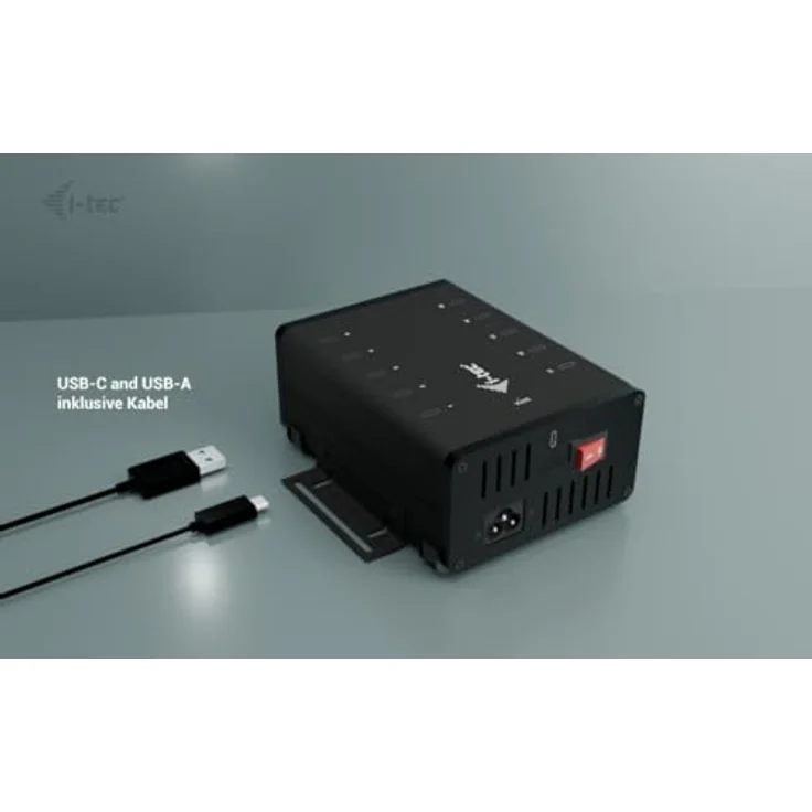 i-tec USB-C/USB-A Metal Charging+Data HUB, 10x USB-C Anschlüsse, 15W pro Port, 180W integrierter Stromadapter, leise Kühlung – Bild 2