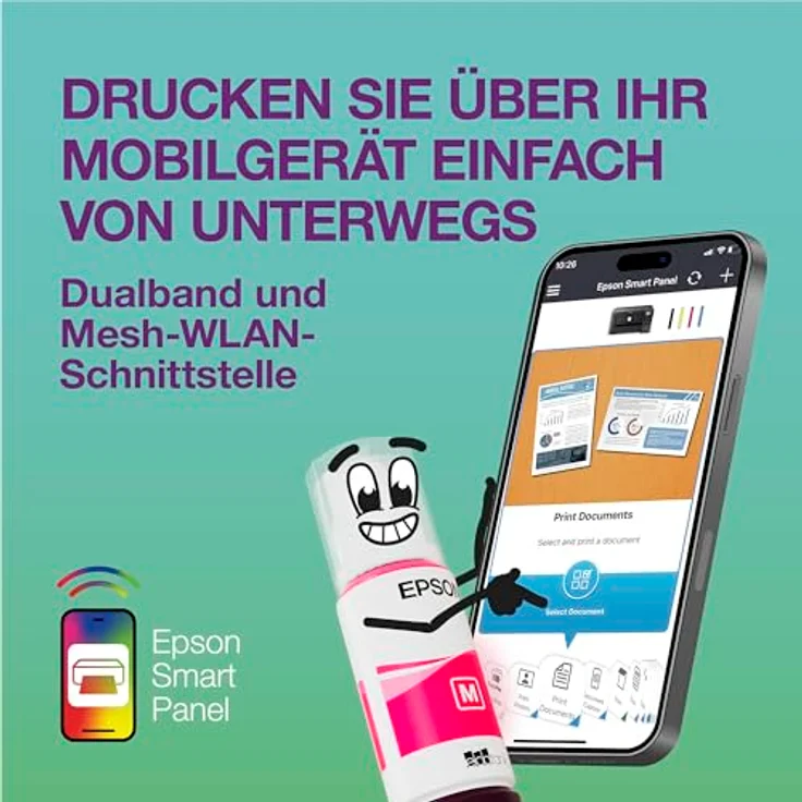 Epson EcoTank ET-3950, Multifunktionsdrucker Tintenstrahl A4 mit WLAN, LAN, USB und kosteneffizienten Tintentanks – Bild 5