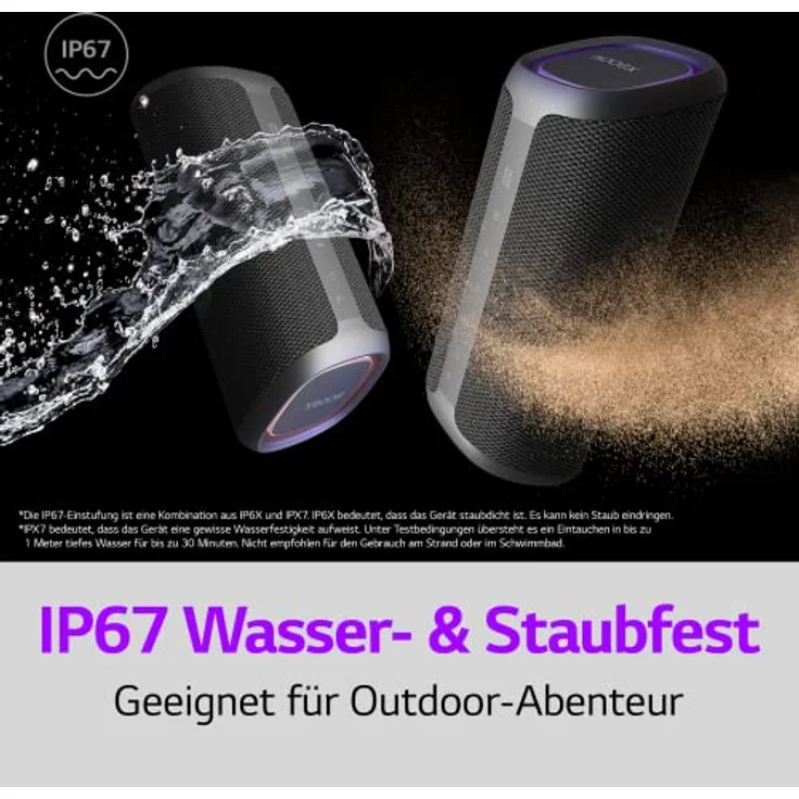 LG XBOOM Go DXG5, tragbarer Bluetooth-Lautsprecher (20 Watt, Google Assistant, Siri, Beleuchtung), Schwarz – Bild 3
