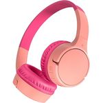 Belkin SoundForm Mini kabelloser Kinderkopfhörer mit integriertem Mikrofon, 30 Std. Wiedergabe, lustige Aufkleber – Rosa