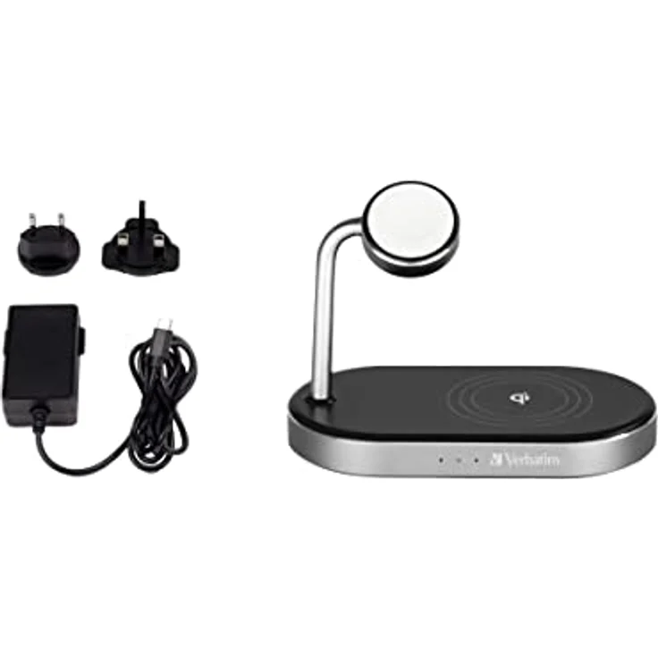 Verbatim 3-in-1 Qi MFi Wireless Fast Charger WCS-02, für iPhone, Apple Watch & Qi-fähige Geräte, Handy Ständer mit induktiver Ladestation, kabelloses Ladegerät für Apple, Samsung und mehr – Bild 3