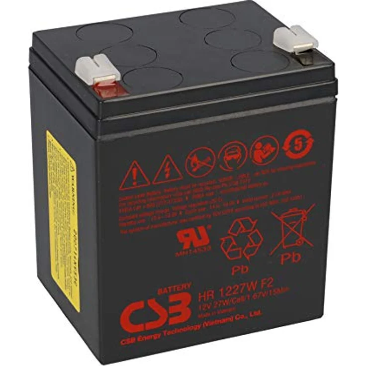 WSB CSB Hochstrom Bleiakku HR1227W, 12V 6,18Ah 27W Faston 6,3mm, wartungsfrei, AGM-Technologie, kompatibel zu NPH5-12, MP1223H, HR1221W HR1225W – Bild 1