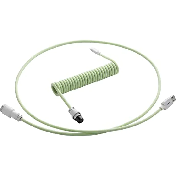 CableMod Pro Coiled Keyboard Cable - Spiralkabel für Tastatur USB C auf USB Typ A - Gaming Tastaturkabel 1,5m Lange - Hohe Lebensdauer - Aviator Stecker - Grün