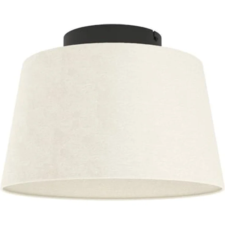 EGLO Deckenlampe Febres, Wohnzimmerlampe aus Metall in Schwarz und Bouclé Stoff in Weiß, E27 Fassung, Ø 35 cm – Bild 1