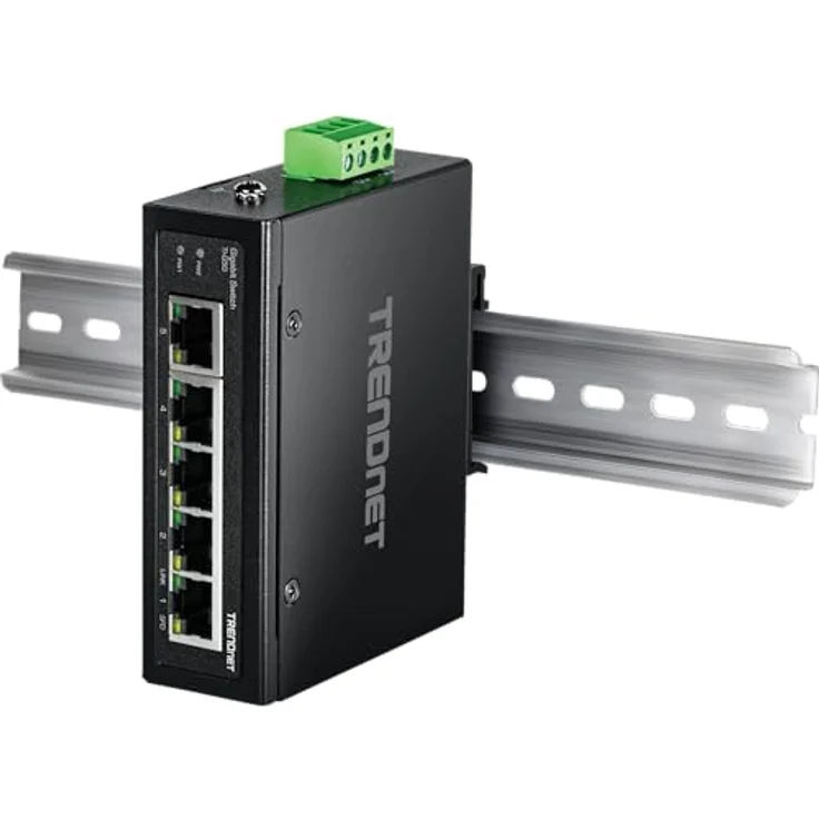 TRENDnet 5-Port-gehärteter industrieller Gigabit-DIN-Schienen-Switch, TI-G50, 10-Gbit - s-Switching-Kapazität, Gigabit-Netzwerk-Switch mit Schutzart IP30, DIN-Schienen- und Wandhalterung inklusive – Bild 9