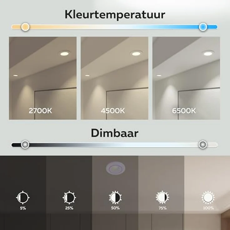 Calex Smart Halo Einbau-Downlight, CCT RGB LED-Deckenleuchte, IP44, steuerbar per App und Sprachbefehl, weiß – Bild 9