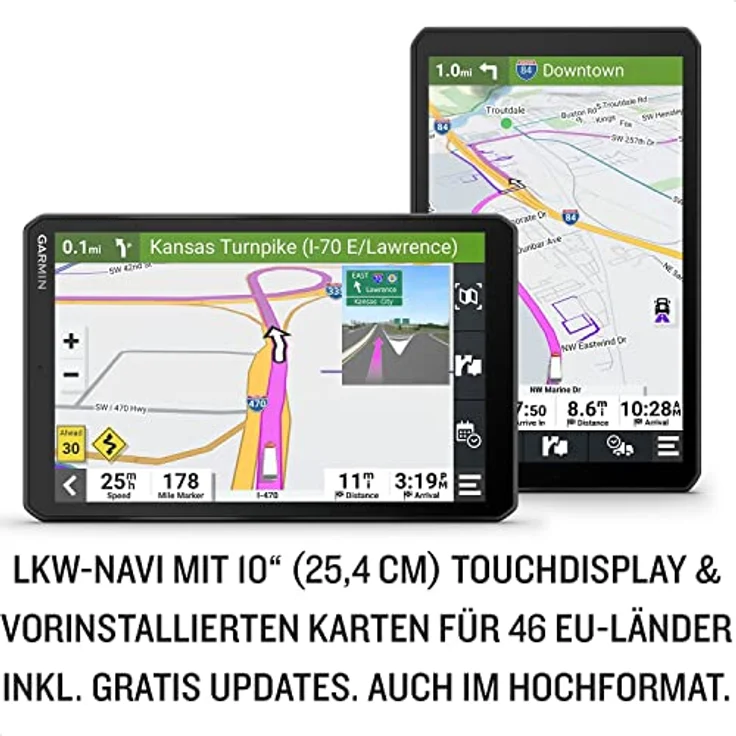 Garmin dēzl LGV 1010 MT-D EU, LKW-Navigationsgerät mit 8" Farbdisplay, vorinstallierten EU Karten, fahrzeugspezifischem Routing und Echtzeitdiensten – Bild 2