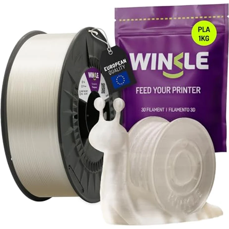 WINKLE PLA HD Filament 1.75mm Transparent, 1kg Spule, Bioabbaubar, Kompatibel mit FDM Druckern, Maßgenauigkeit +/- 0.05mm – Bild 1