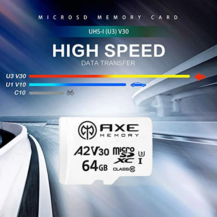 AXE 64 GB MicroSDXC Speicherkarte + SD-Adapter mit A2 App Performance, V30 UHS-I U3 4K Ultra HD Klasse 10 - AXS2A64 – Bild 2