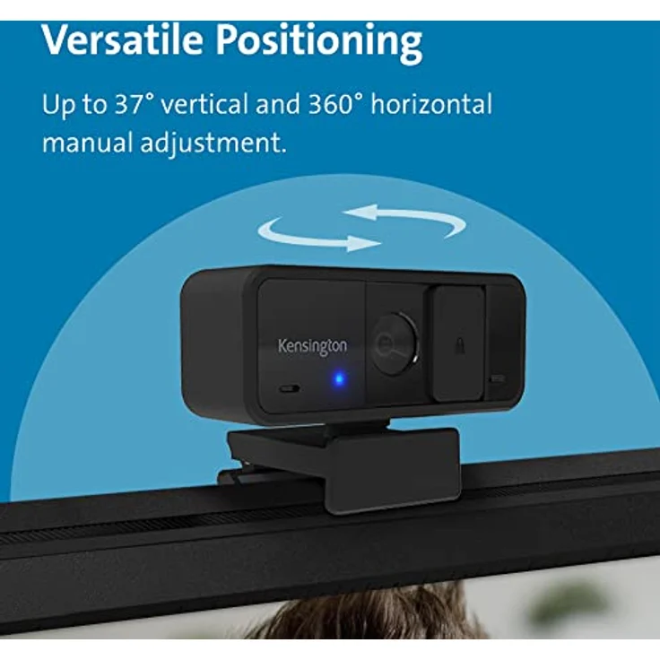 Kensington W1050 1080p-Webcam mit Weitwinkel und integriertem Mikrofon mit Rauschunterdrückung, 95°-Blickwinkel, Digitale PC-Computer-Videokamera für Präsentationen oder Videokonferenzen, K80251 – Bild 4