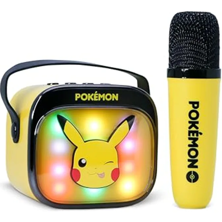 OTL Technologies Pokemon Popsing LED Karaoke Lautsprecher, Bluetooth 5.3 mit kabellosem Mikrofon und RGB-LED-Effekten, tragbar, 5 Watt, wiederaufladbar