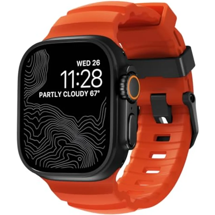 NOMAD Rocky Point Band für Apple Watch 42/44/45/49 mm, leichtes und waterfestes Uhrenarmband mit Magma Connector in Schwarz – Bild 1