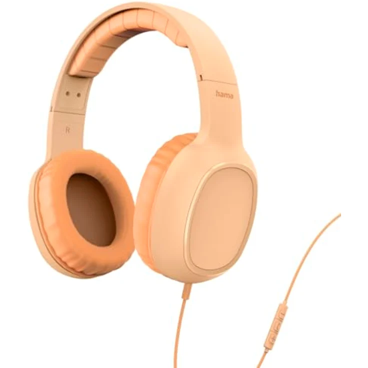 Hama Fun C, Kabelgebundene On-Ear Kopfhörer ohne Geräuschunterdrückung mit integrierter Sprachsteuerung, orange – Bild 1