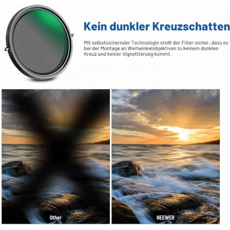 NEEWER 2-in-1 52 mm Variabler ND-Filter ND2–ND32 & CPL-Filter, HD-Glas mit 30-lagiger Nano-Beschichtung, ultradünner Aluminiumrahmen – Bild 4